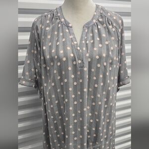 Worthington Gray and Orange Geometric Blouse